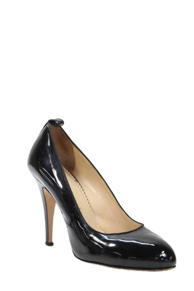 Charlotte Olympia Womens Leather High Heels Pumps Shoes Black Size 6.5