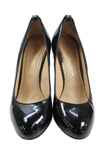 Charlotte Olympia Womens Leather High Heels Pumps Shoes Black Size 6.5