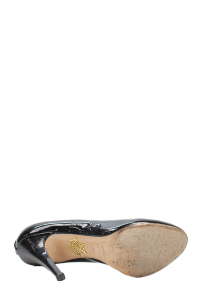 Charlotte Olympia Womens Leather High Heels Pumps Shoes Black Size 6.5
