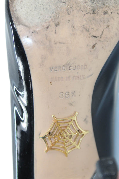 Charlotte Olympia Womens Leather High Heels Pumps Shoes Black Size 6.5