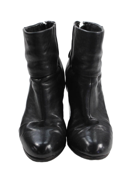 Rag & Bone Womens Leather Zip Back Block Heels Ankle Boots Shoes Size 6