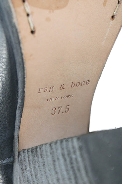 Rag & Bone Womens Leather Strap Detail Block Heels Boots Shoes Black Size 7.5