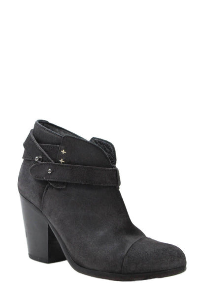 Rag & Bone Womens Suede Leather Block Heels Ankle Boots Shoes Black Size 6