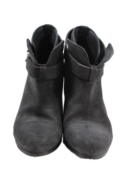 Rag & Bone Womens Suede Leather Block Heels Ankle Boots Shoes Black Size 6