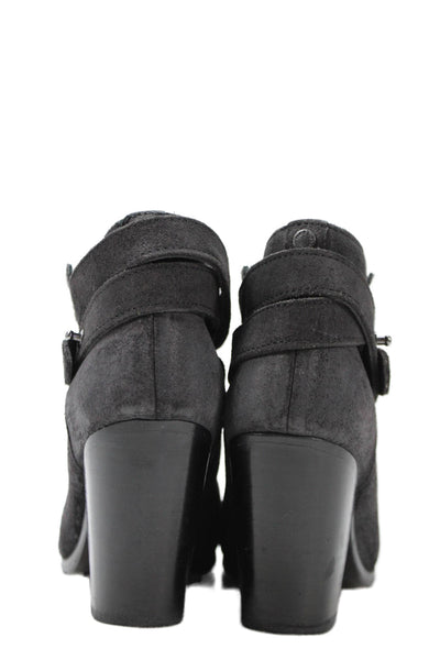 Rag & Bone Womens Suede Leather Block Heels Ankle Boots Shoes Black Size 6