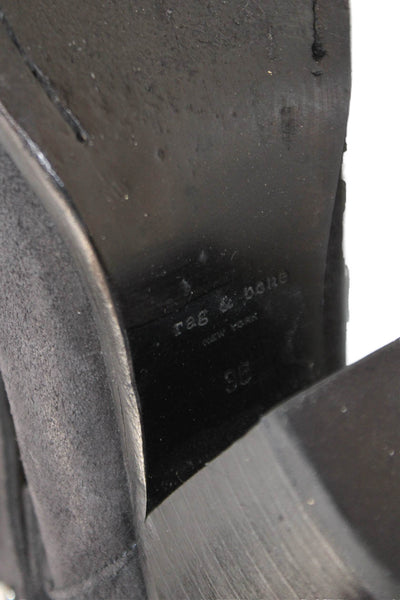 Rag & Bone Womens Suede Leather Block Heels Ankle Boots Shoes Black Size 6