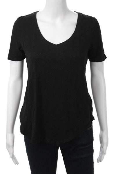 ATM Womens Black V-Neck Jersey T-Shirt Short Sleeve Size M