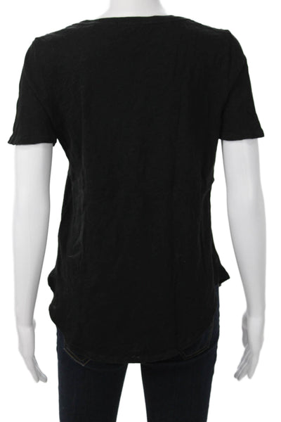 ATM Womens Black V-Neck Jersey T-Shirt Short Sleeve Size M