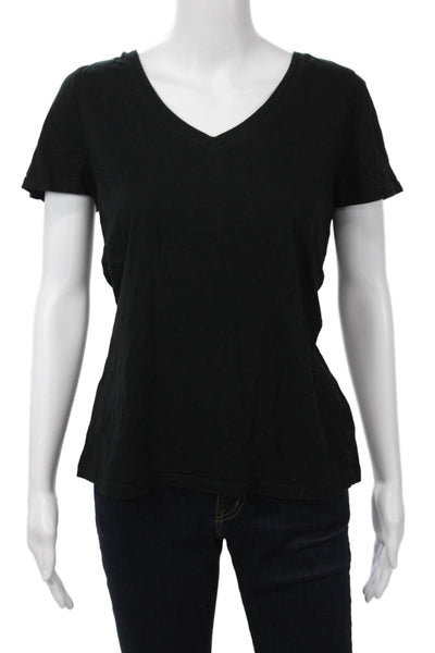 Z Supply Womens Basic V-Neck Short Sleeve Cotton T-Shirt Black Size L