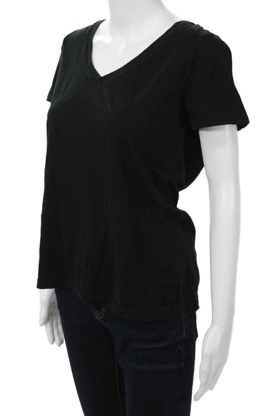 Z Supply Womens Basic V-Neck Short Sleeve Cotton T-Shirt Black Size L