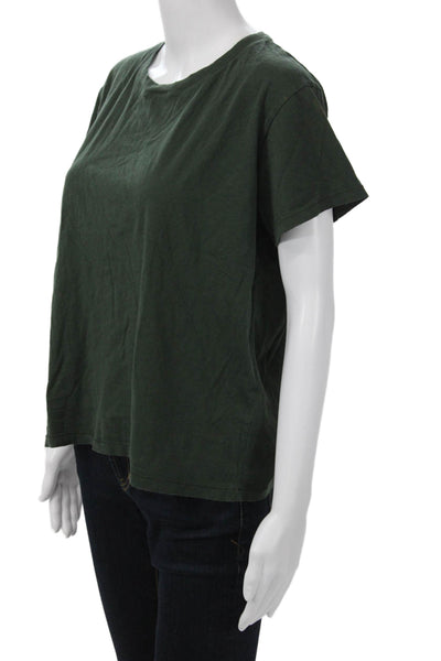 Leallo Womens Basic Army Green Cotton Crew Neck Short Sleeve T-Shirt Size L