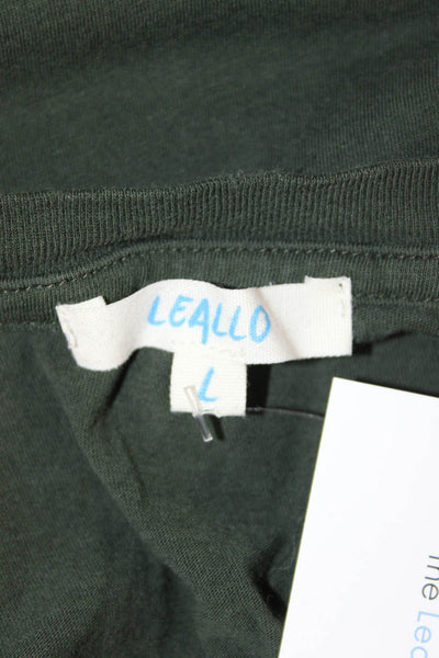 Leallo Womens Basic Army Green Cotton Crew Neck Short Sleeve T-Shirt Size L