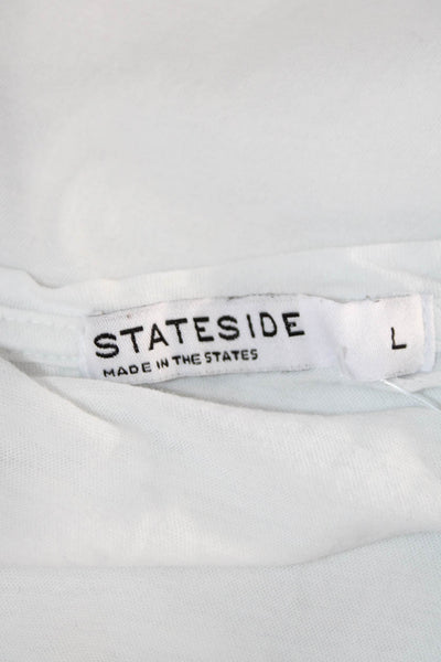 Stateside Women Basic Jersey T-Shirt White Supima Sleeveless Size L