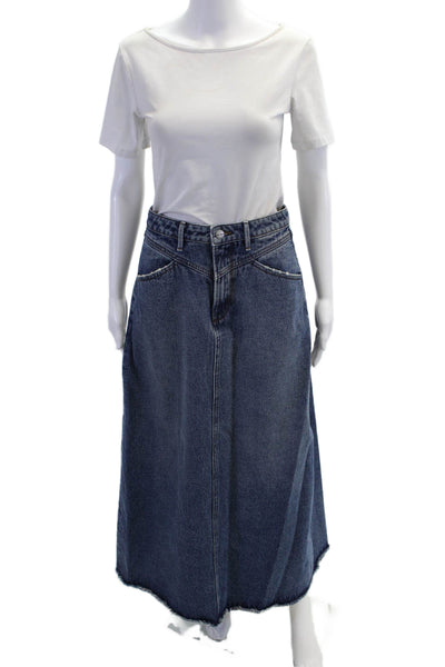 Driftwood Womens A-Line Maxi Skirt Dark Blue 99% Cotton 1% Spandex Size M