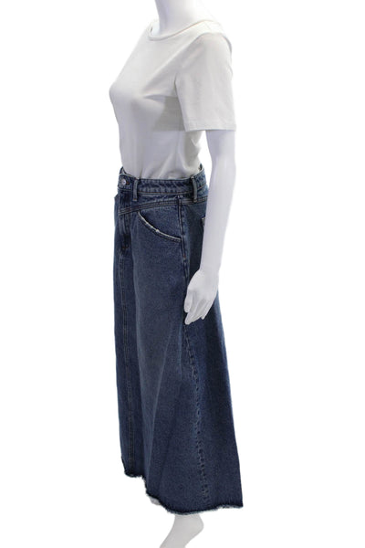 Driftwood Womens A-Line Maxi Skirt Dark Blue 99% Cotton 1% Spandex Size M