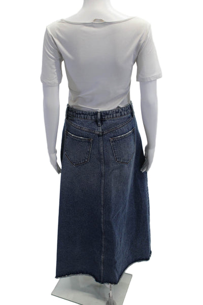 Driftwood Womens A-Line Maxi Skirt Dark Blue 99% Cotton 1% Spandex Size M