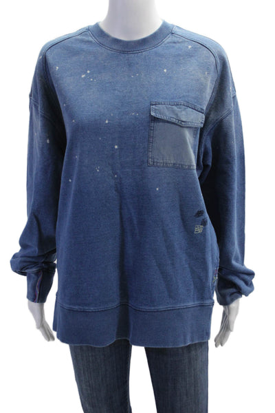 Scotch & Soda Mens Pullover Sweatshirt Blue Crew Neck Organic Cotton Size L