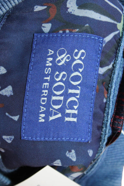 Scotch & Soda Mens Pullover Sweatshirt Blue Crew Neck Organic Cotton Size L