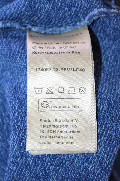 Scotch & Soda Mens Pullover Sweatshirt Blue Crew Neck Organic Cotton Size L