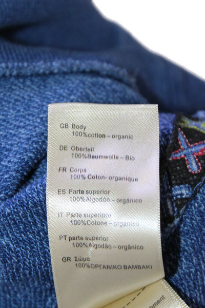 Scotch & Soda Mens Pullover Sweatshirt Blue Crew Neck Organic Cotton Size L