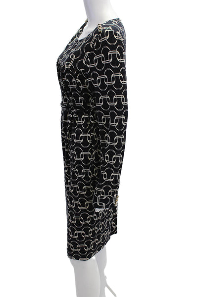 Milly Of New York Women Sheath Dress Black Long Sleeve Geometric Size L