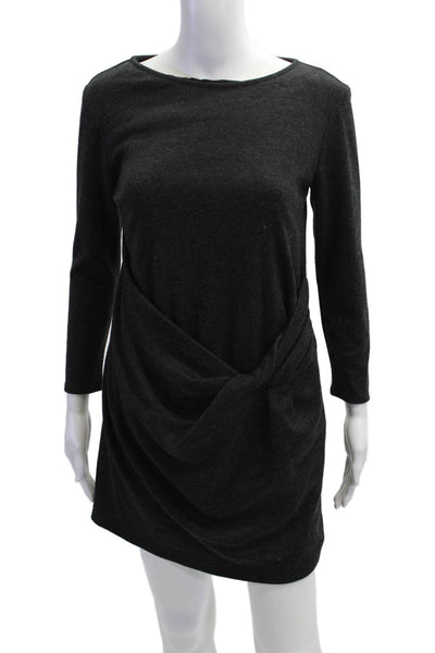 Shoshanna Womens Black Sweater Mini Dress Long Sleeve Round Neck Size 0