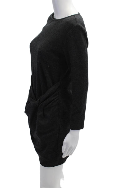 Shoshanna Womens Black Sweater Mini Dress Long Sleeve Round Neck Size 0