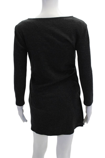 Shoshanna Womens Black Sweater Mini Dress Long Sleeve Round Neck Size 0