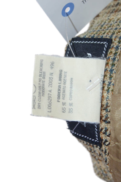 Les Copains Womens Beige Plaid Straight Pencil Skirt Size S