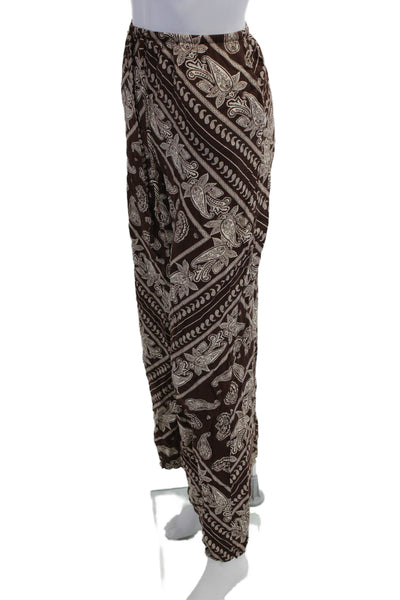 MNG Women Harem Pants Brown Paisley Drawstring Bohemian Size M