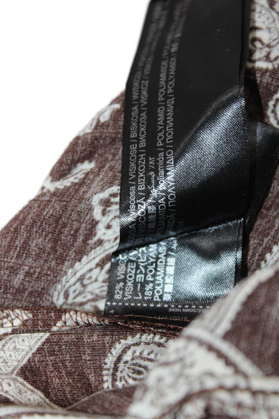 MNG Women Harem Pants Brown Paisley Drawstring Bohemian Size M