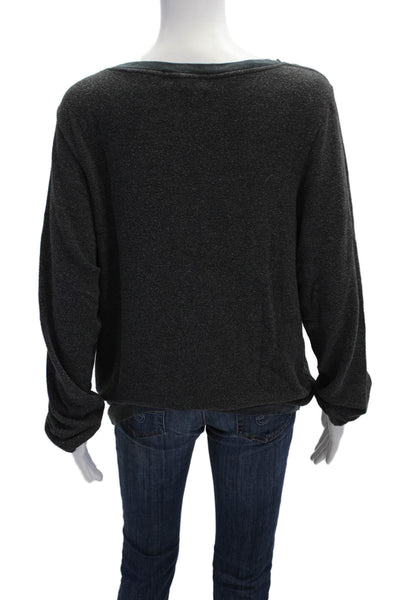Wildfox Womens Dark Gray Pullover Sweatshirt Long Sleeve Round Neck Size M