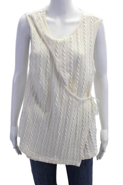 Sabo Unisex Vest White Striped Round Neck Drawstring Bohemian Size 8