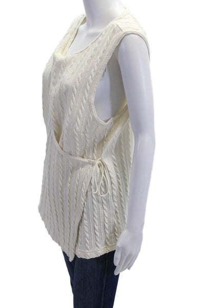 Sabo Unisex Vest White Striped Round Neck Drawstring Bohemian Size 8