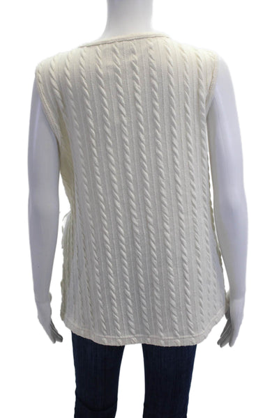 Sabo Unisex Vest White Striped Round Neck Drawstring Bohemian Size 8