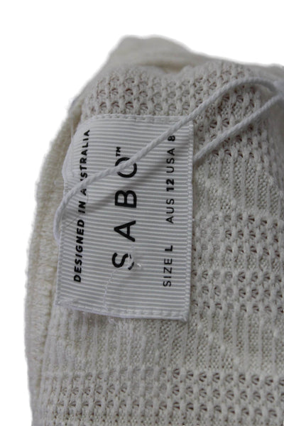 Sabo Unisex Vest White Striped Round Neck Drawstring Bohemian Size 8