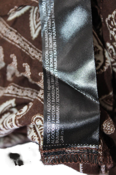 MNG Womens Brown Paisley Cotton Collared Button-Up Long Sleeve Bohemian Size 8