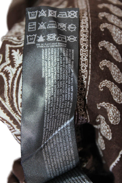 MNG Womens Brown Paisley Cotton Collared Button-Up Long Sleeve Bohemian Size 8