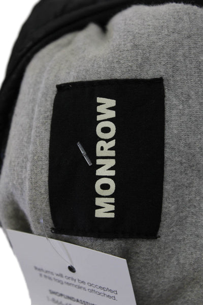 Monrow Women Quilted Biker Collared Zip Sleeveless Black Vest Size S