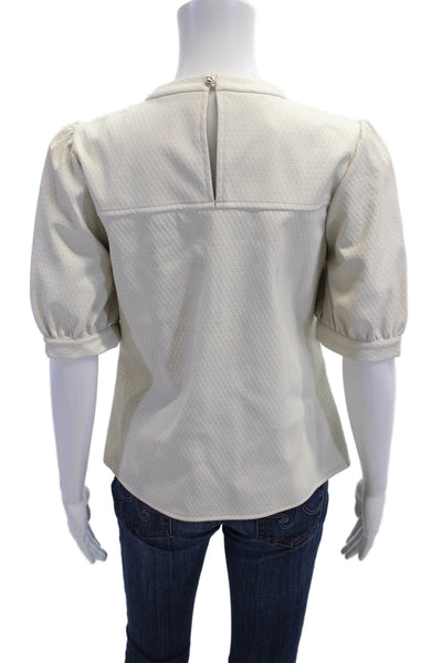Steve Madden Women Beige Faux Leather Polka Dot Short Sleeve Blouse Size S
