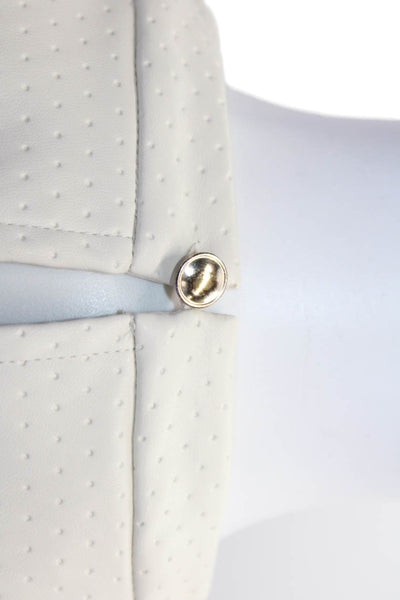 Steve Madden Women Beige Faux Leather Polka Dot Short Sleeve Blouse Size S