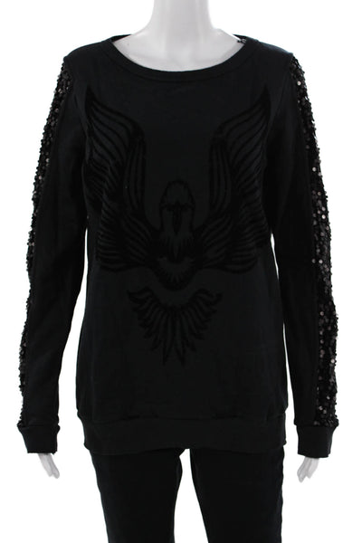 Colcci Womens Pullover Sweatshirt Black Bird Graphic Long Sleeve Size M