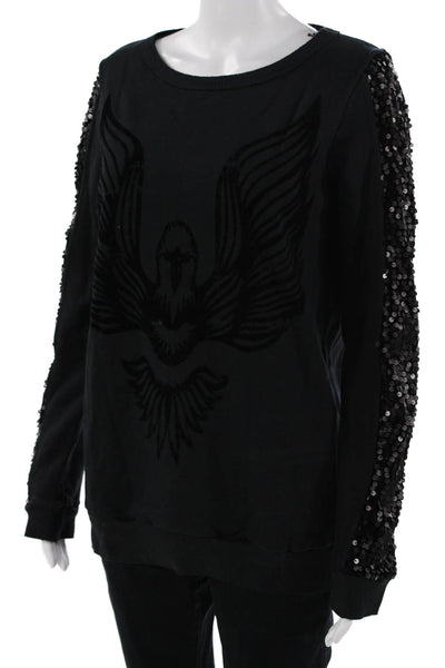 Colcci Womens Pullover Sweatshirt Black Bird Graphic Long Sleeve Size M