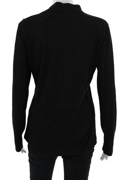 Molly Bracken Womens Basic Black Mock Neck Long Sleeve Top Size M