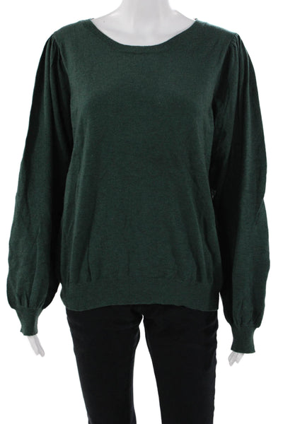Molly Bracken Womens Pullover Sweater Green Round Neck Long Sleeve Size L