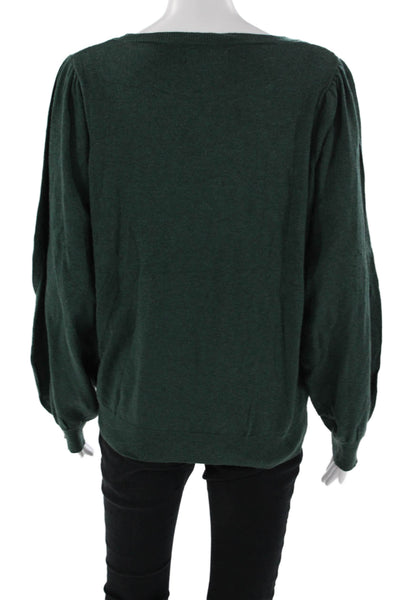Molly Bracken Womens Pullover Sweater Green Round Neck Long Sleeve Size L