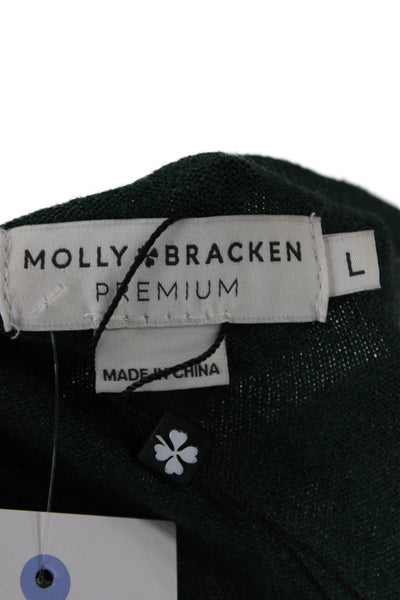 Molly Bracken Womens Pullover Sweater Green Round Neck Long Sleeve Size L