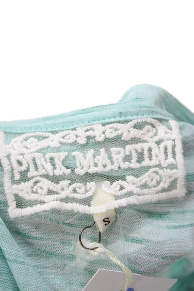 Pink Martini Womens Light Blue Jersey Short Sleeve Round Neck Top Size S