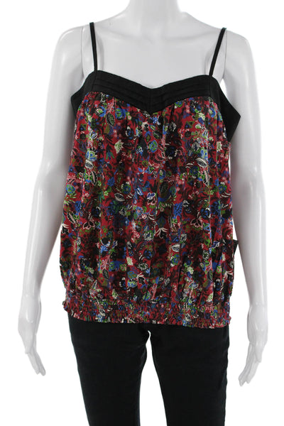 Colcci Womens Camisole Floral V-Neck Black Viscose Bohemian Size L