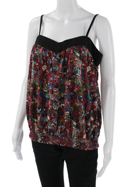 Colcci Womens Camisole Floral V-Neck Black Viscose Bohemian Size L